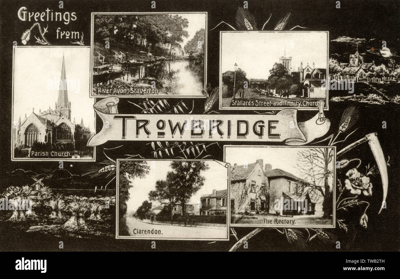 Trowbridge, Wiltshire - Grußkarte mit Mulit-Szene Stockfoto