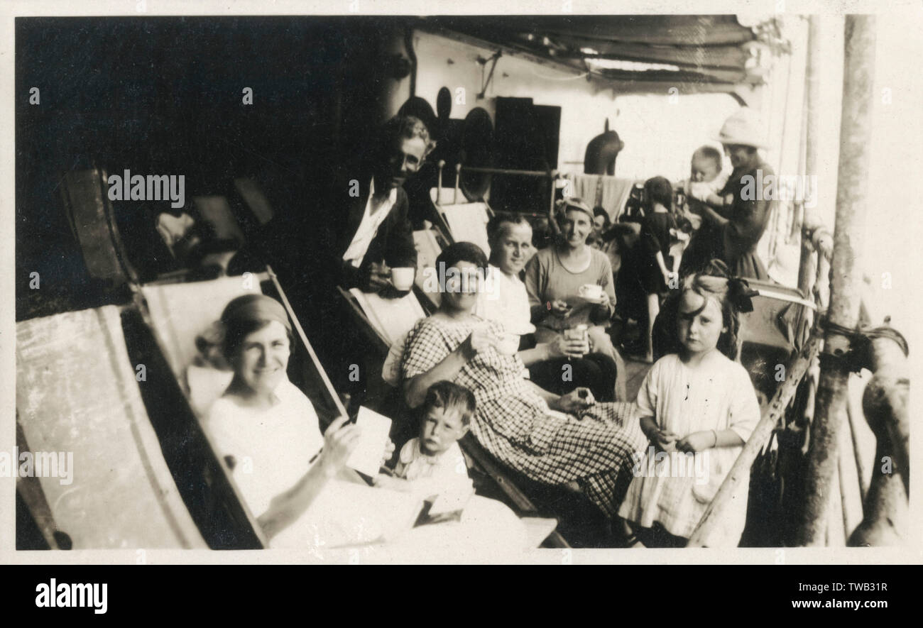 Britische Migranten nach Australien an Bord des Schiffes - 1920er Stockfoto