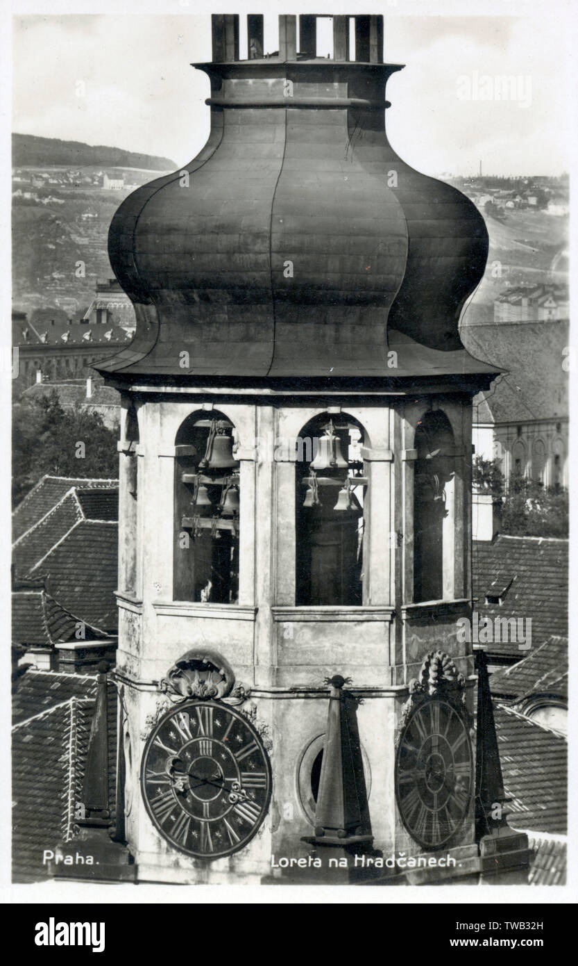 Der Glockenturm von Loreta auf dem Hradschin, Prag, Tschechische Republik Stockfoto