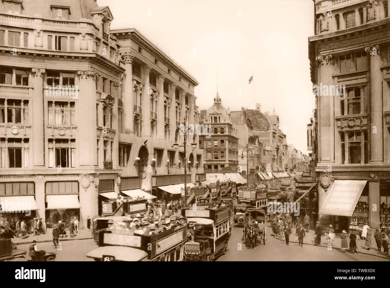 Die Oxford Street vom Oxford Circus, London, UK, ca 1920 Stockfoto