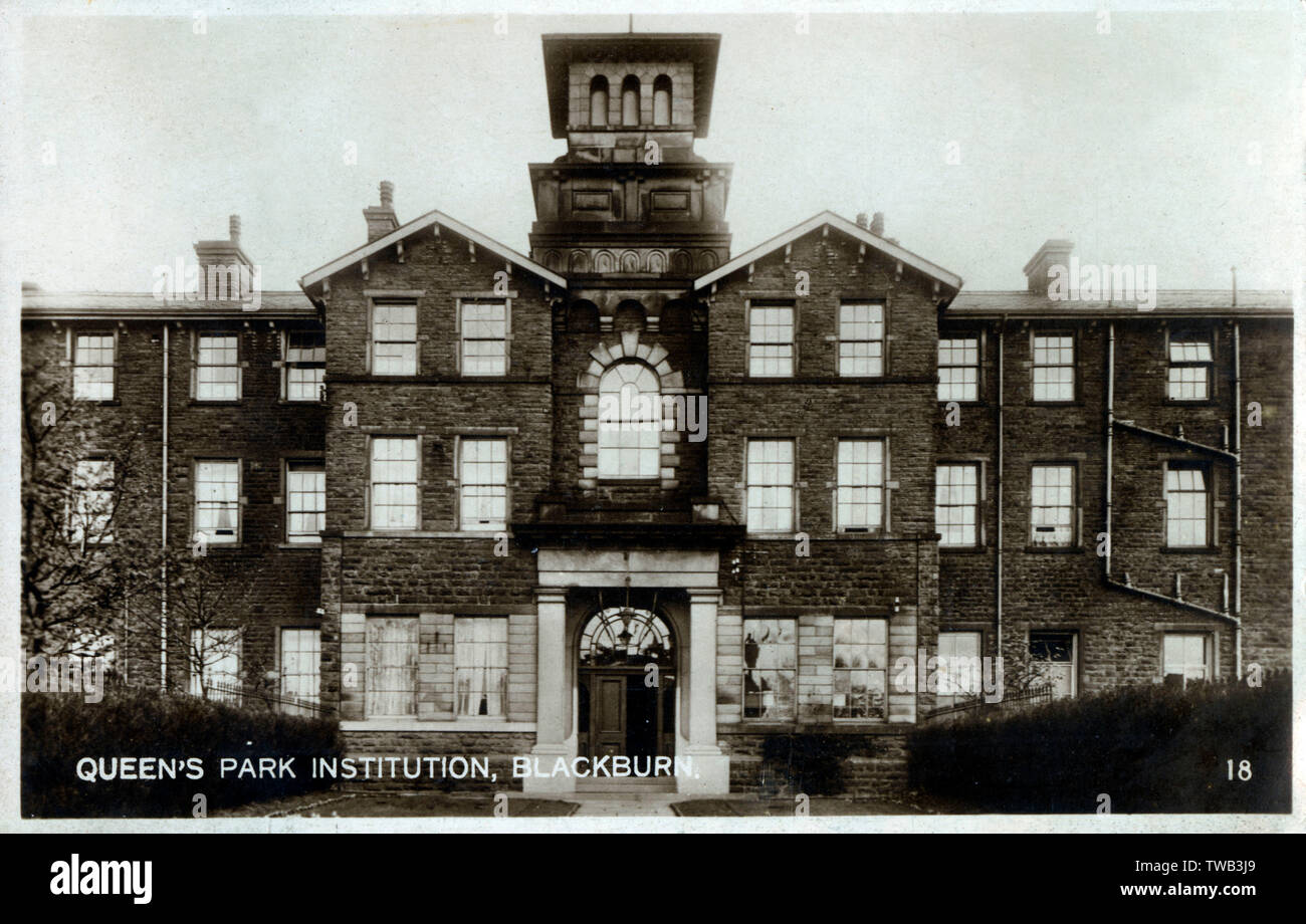 Queen's Park Institution - Psychiatrisches Krankenhaus - Blackburn, Lancashire. Queen's Park Hospital war früher die Blackburn Union Workhouse. Datum: 1931 Stockfoto