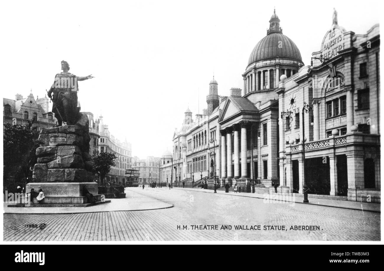 Seine Majestät-Theater und Wallace-Statue, Aberdeen, Schottland Stockfoto