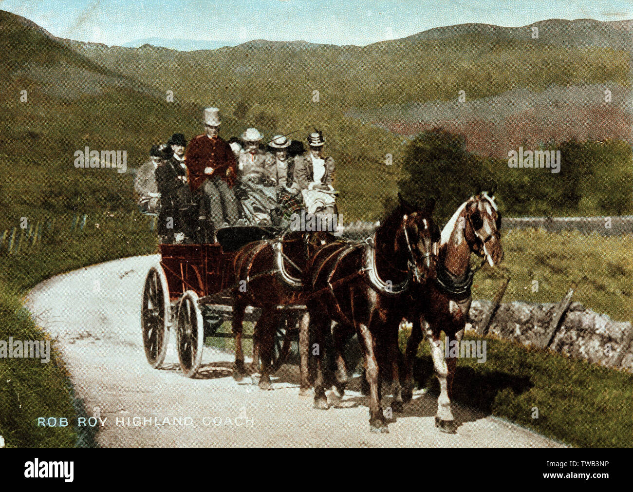 Rob Roy Highland Coach mit Passagieren, Schottland Stockfoto