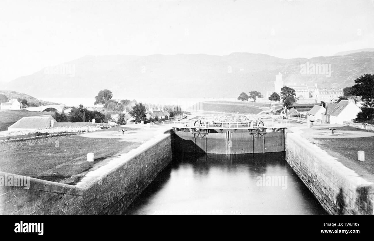 Kanalschleusen in Fort Augustus, Inverness, Schottland Stockfoto