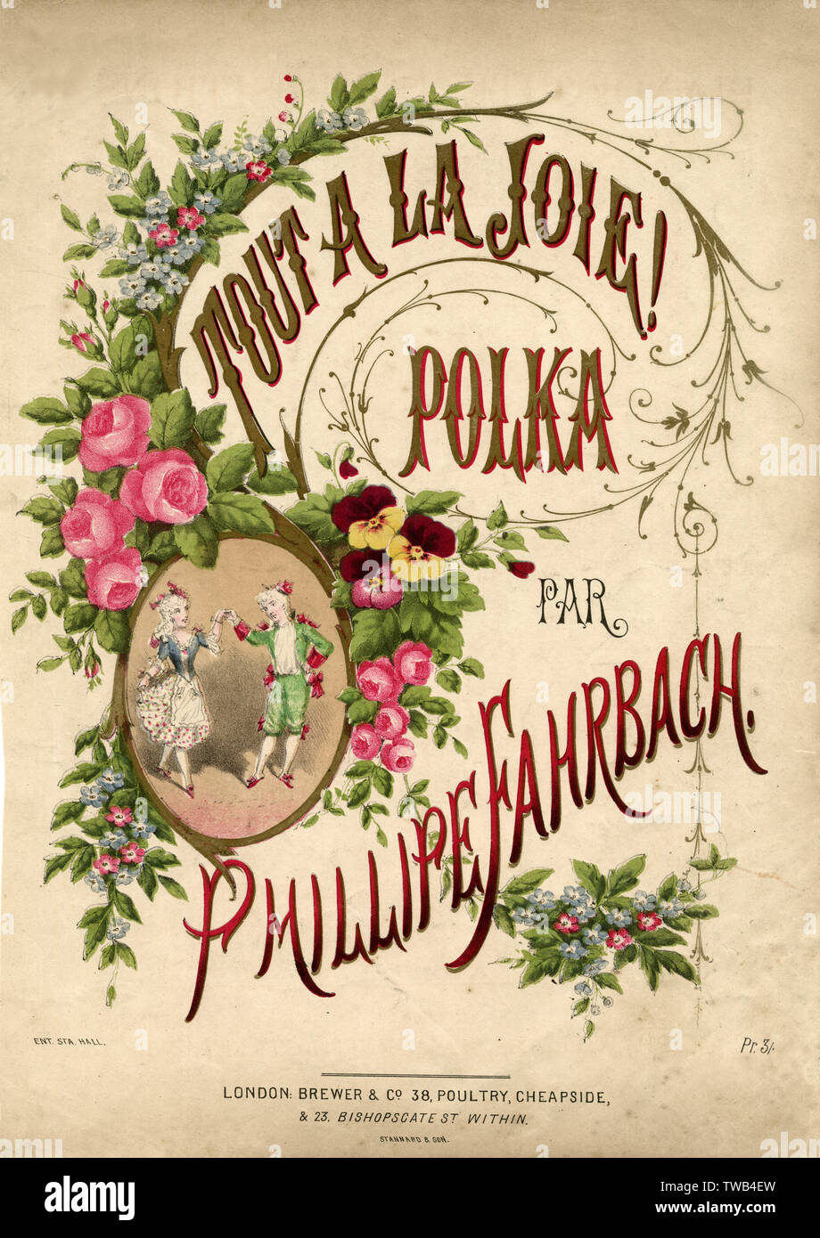 Musik-Cover, Tout a la Joie! Polka, von Phillipe Fahrbach Stockfoto