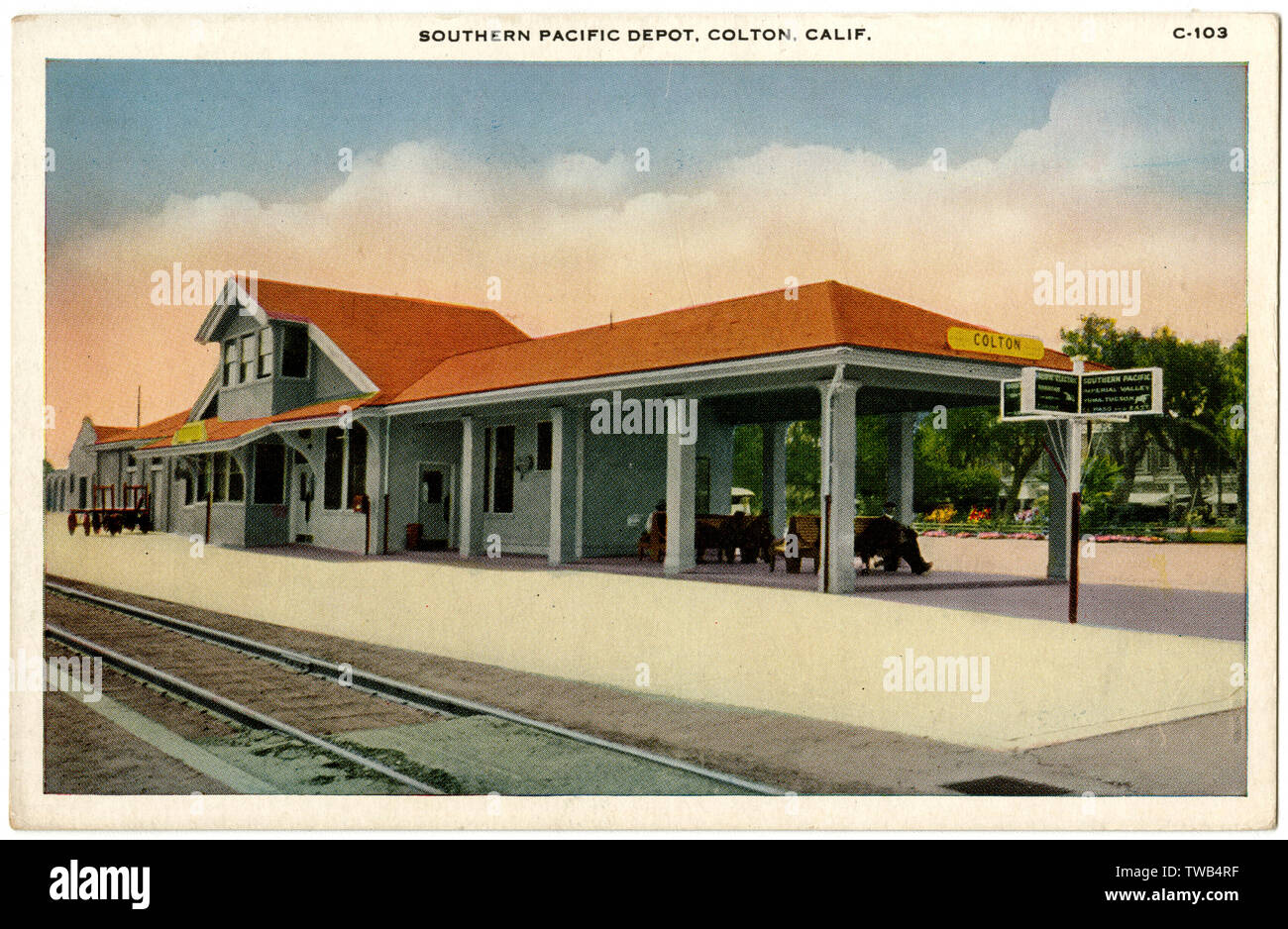 Southern Pacific Railroad Depot, Colton, Kalifornien, USA Stockfoto