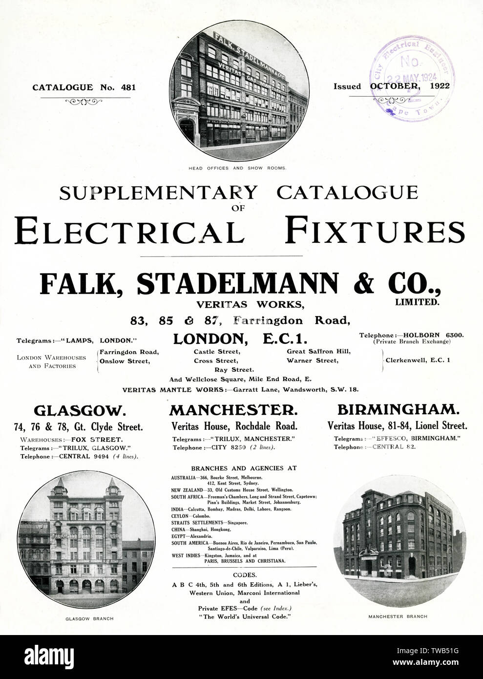 Titelseite, Elektrische Vorrichtungen, FS & Co Limited Stockfoto