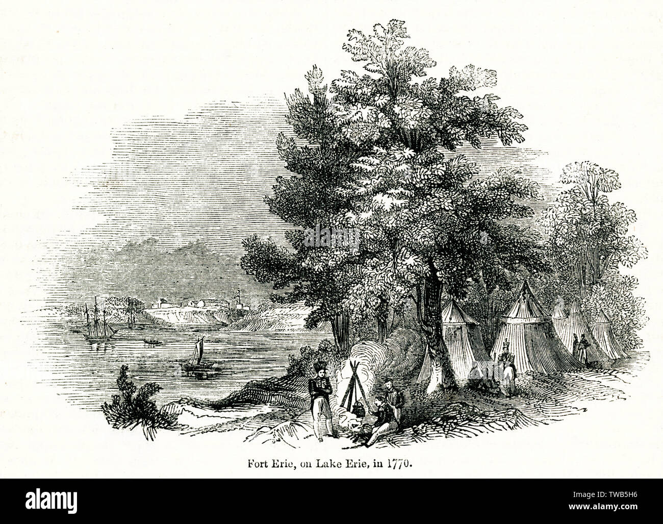 Armeelager am Ufer des Eriesees, Kanada Stockfoto