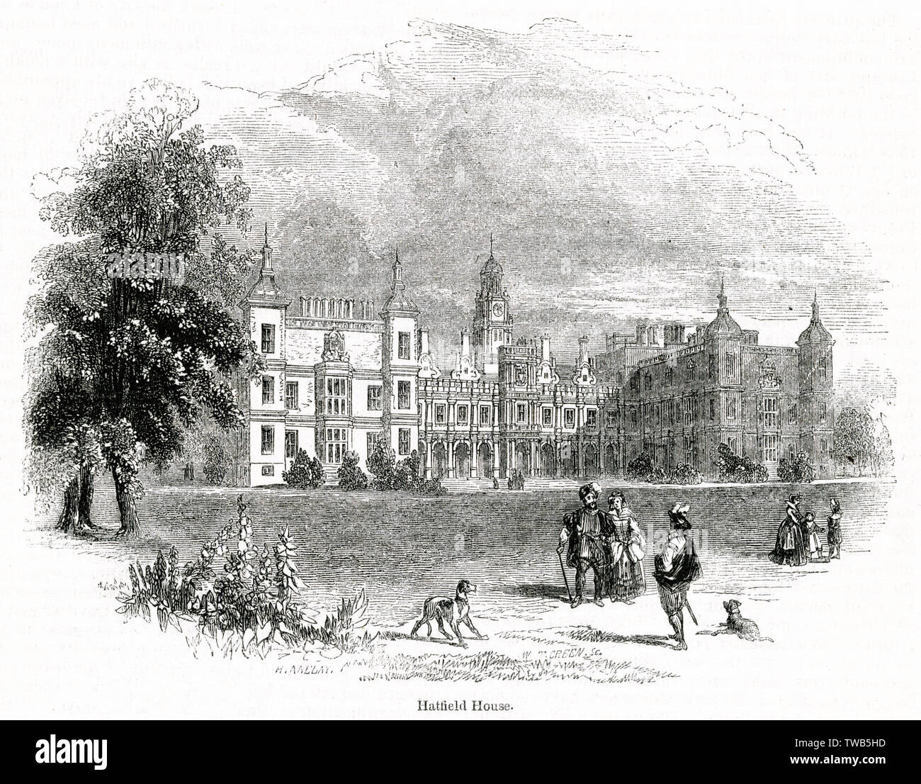 Hatfield House, Hertfordshire, um die Zeit der Krönung von Königin Elizabeth I (1559). Als die Prinzessin Elizabeth sie lebte dort in einer Form der semi-confinement, während der Herrschaft von Königin Maria. Datum: 16. Stockfoto