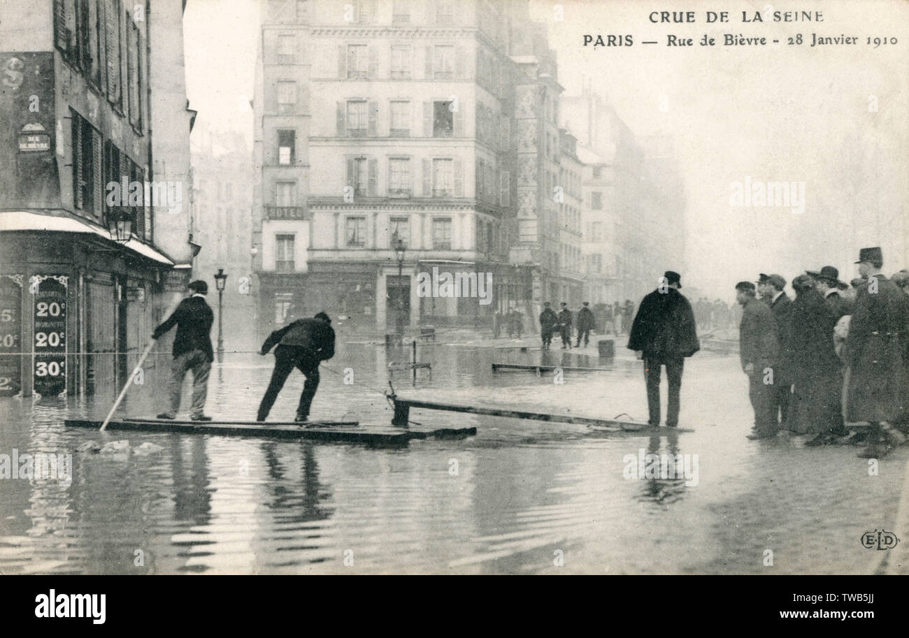 Pariser Hochwasser - Rue de Bievre - 28.. Januar 1910 Stockfoto