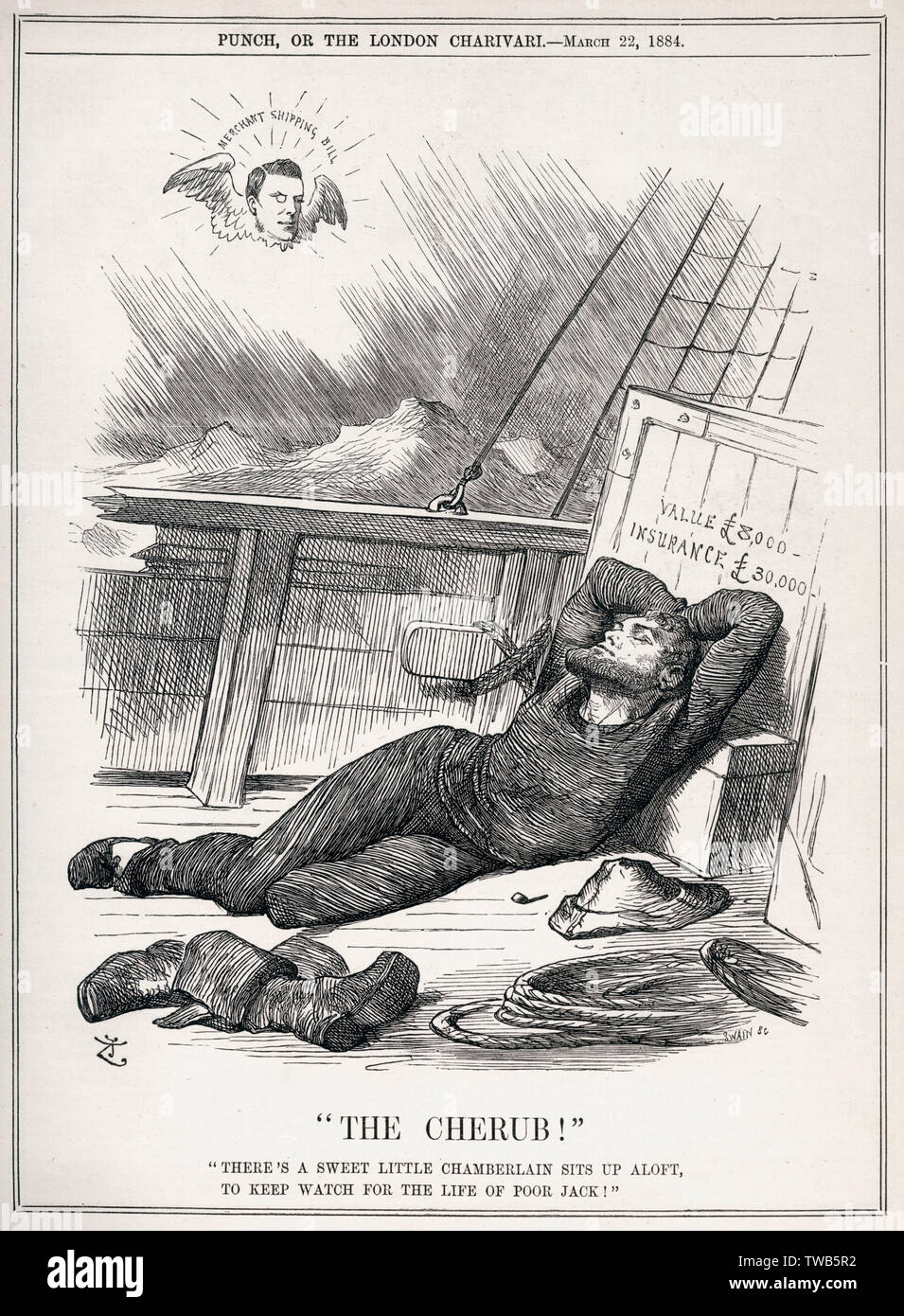 Der Cherub - der Chamberlain beobachtet den armen Jack Stockfoto