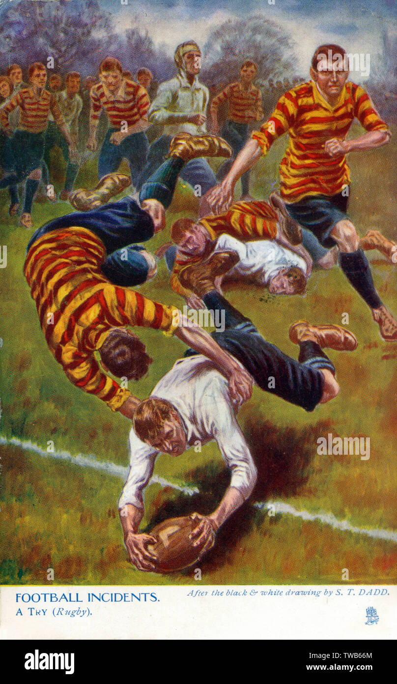 Fußball Vorfälle - einen Versuch (Rugby). Datum: 1905 Stockfoto