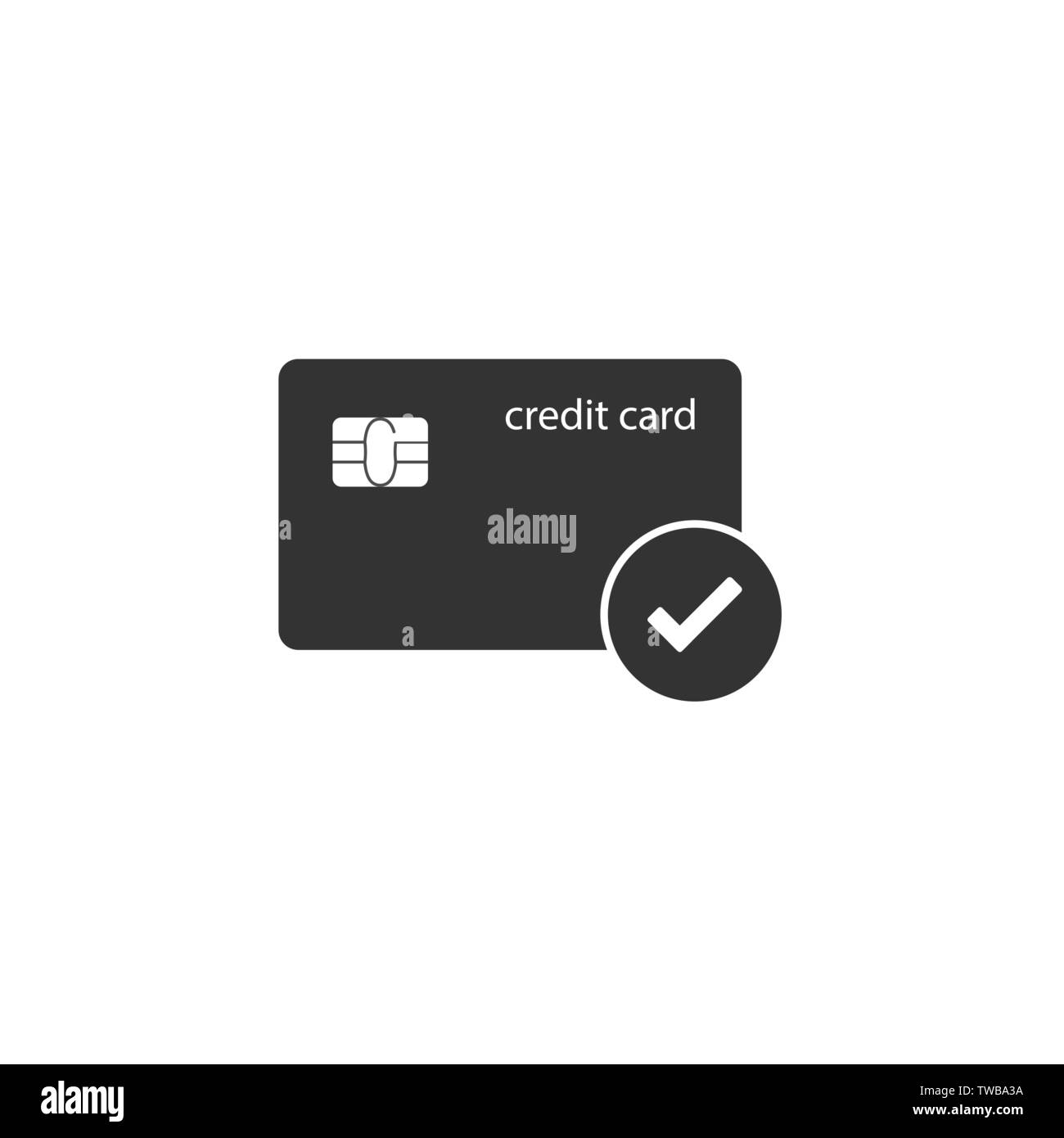 Kreditkarte Symbol, Prüfung anmelden. Vector Illustration flach Stock Vektor