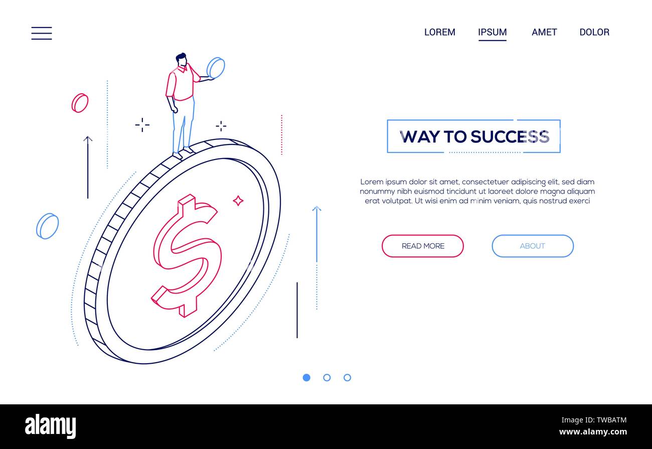 Weg zum Erfolg - Line Design Stil isometrische Web Banner Stock Vektor