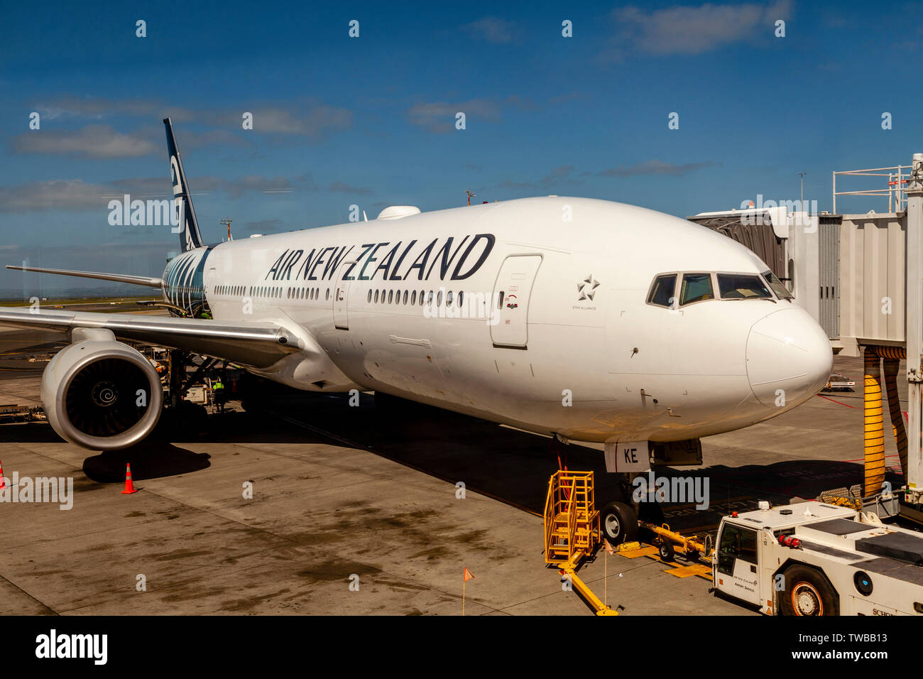 Air New Zealand Flugzeug, internationalen Flughafen Auckland, Nordinsel, Neuseeland Stockfoto