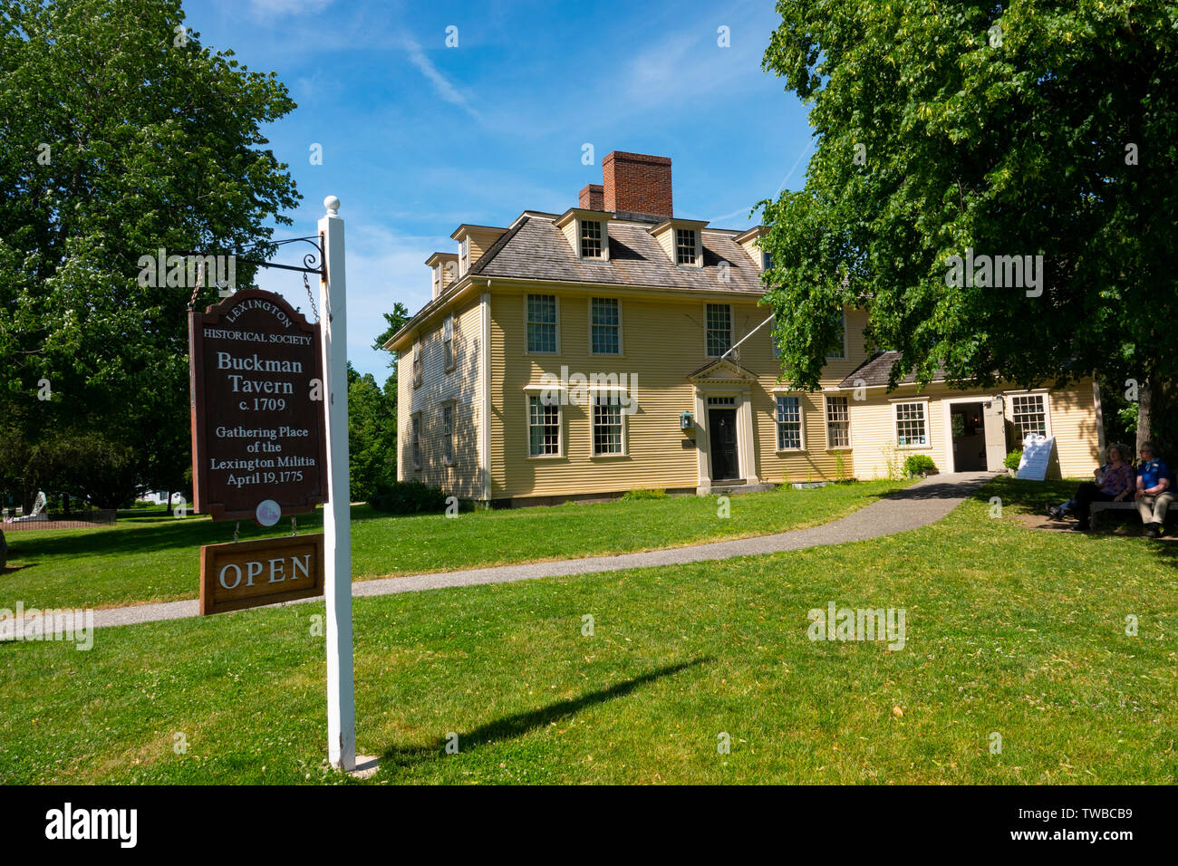 USA Massachusetts MA Lexington Buckman Tavern Amerikanische Revolution 1775 Website Stockfoto