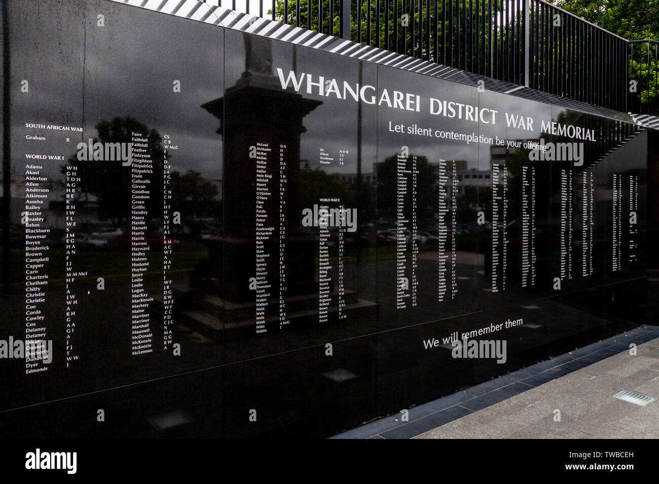 Whangarei District Kriegerdenkmal, Whangarei, North Island, Neuseeland Stockfoto