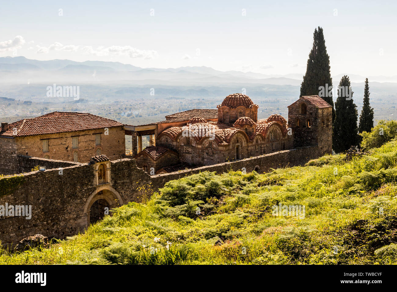 Mystras, Griechenland. Die Metropole von Mystras (Hl. Demetrius Kirche), eine byzantinische Kirche und ein Weltkulturerbe Stockfoto