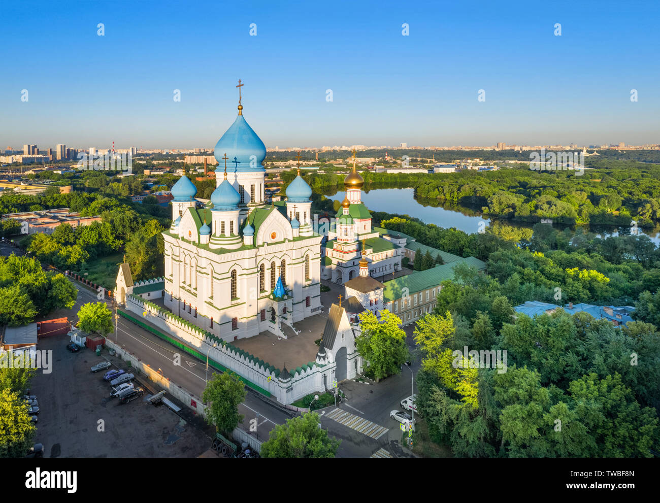 Luftaufnahme von Nikolo-Perervinsky Kloster in Moskau, Russland Stockfoto