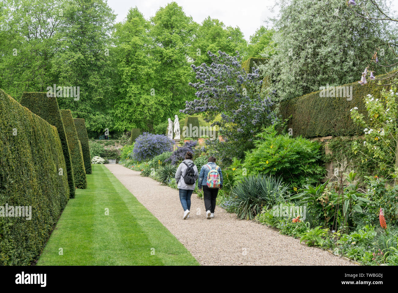 Die italienischen Gärten an Renishaw Hall, einem englischen Herrenhaus, Derbyshire, Großbritannien Stockfoto