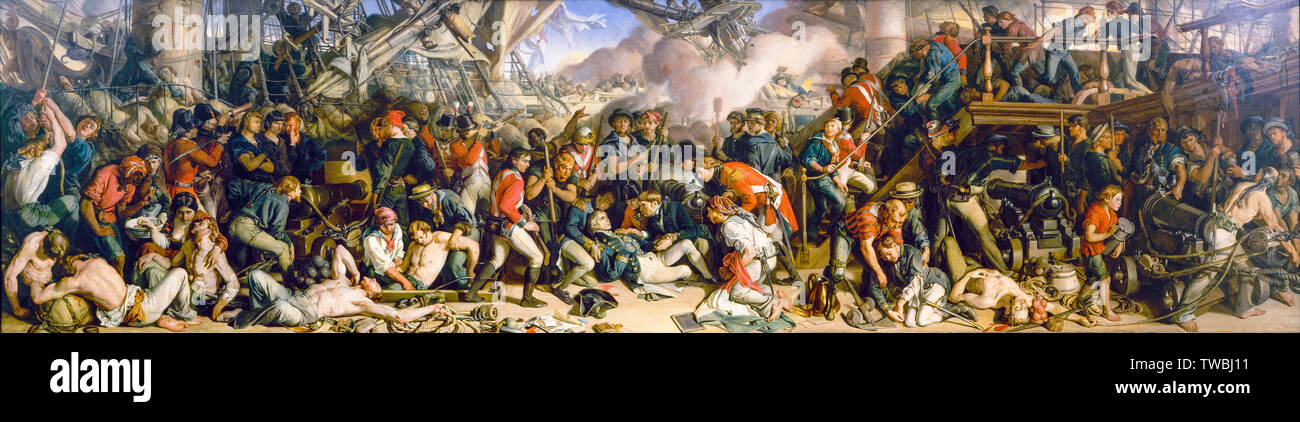 Der Tod von Nelson in der Schlacht von Trafalgar, Malerei, 1859-1864 Stockfoto