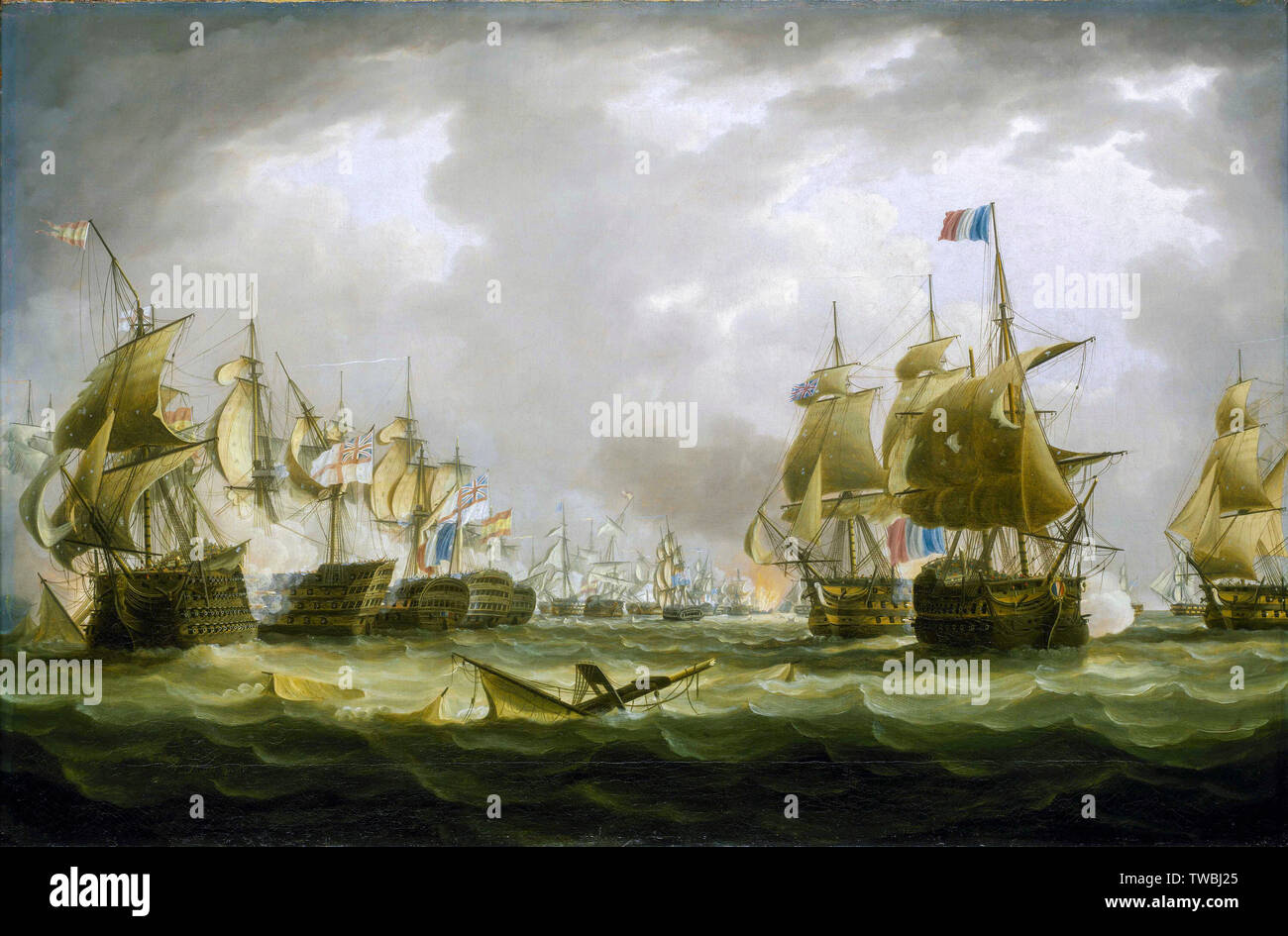 Die Schlacht von Trafalgar, 21. Oktober 1805, zu Beginn der Aktion, Gemälde von Thomas Buttersworth, 1805-1842 Stockfoto