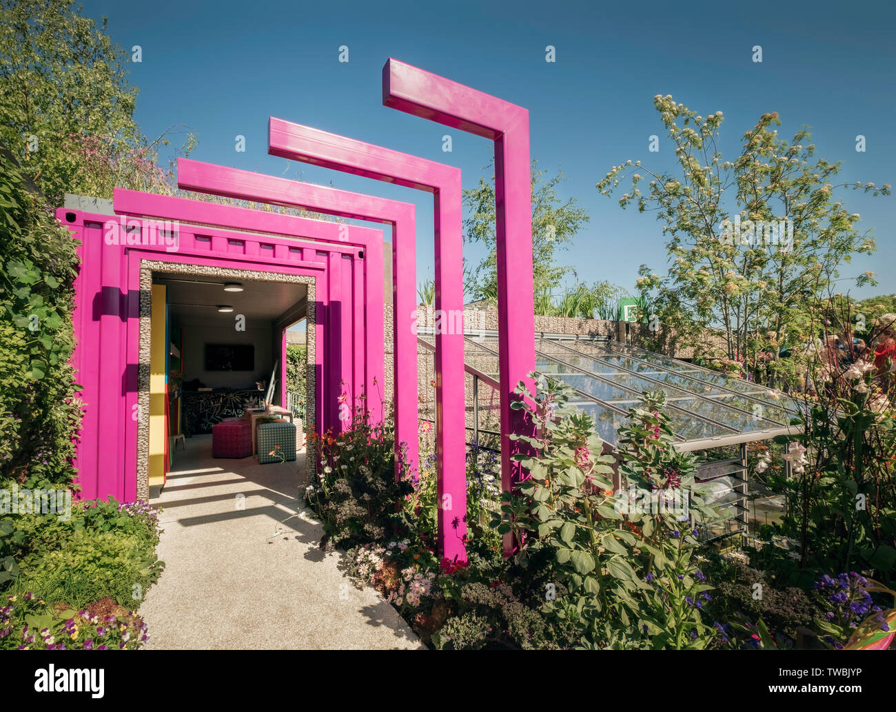 Der 100. Jahrestag Montessori Kinder Garten auf der Chelsea Flower Show in London, UK. Stockfoto