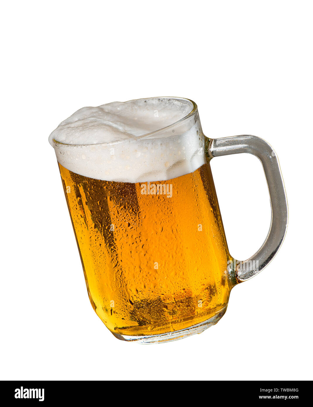 Glas Bier auf weißem Hintergrund Stockfoto