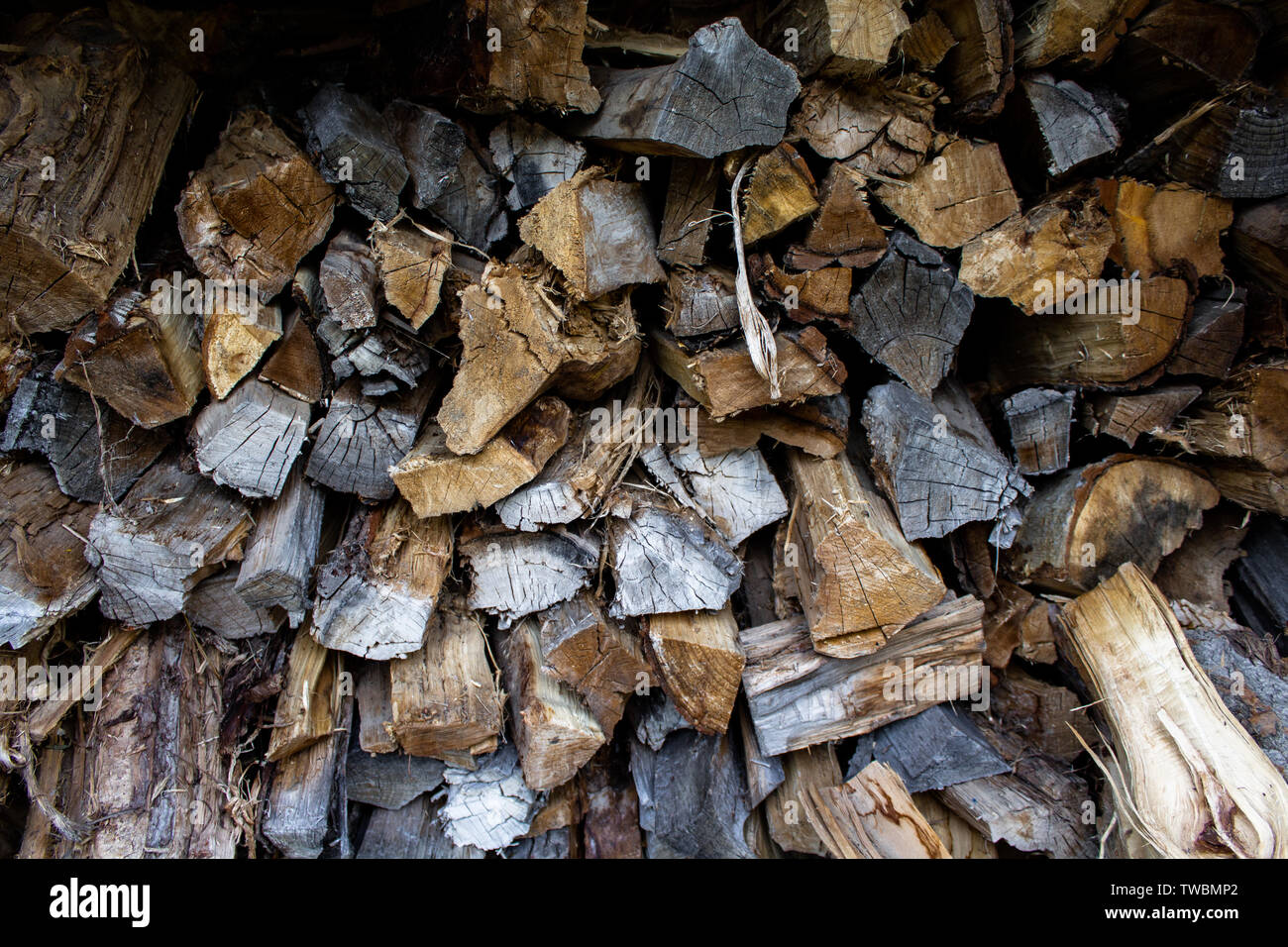 Stapel Holz übereinander gestapelt werden Stockfoto
