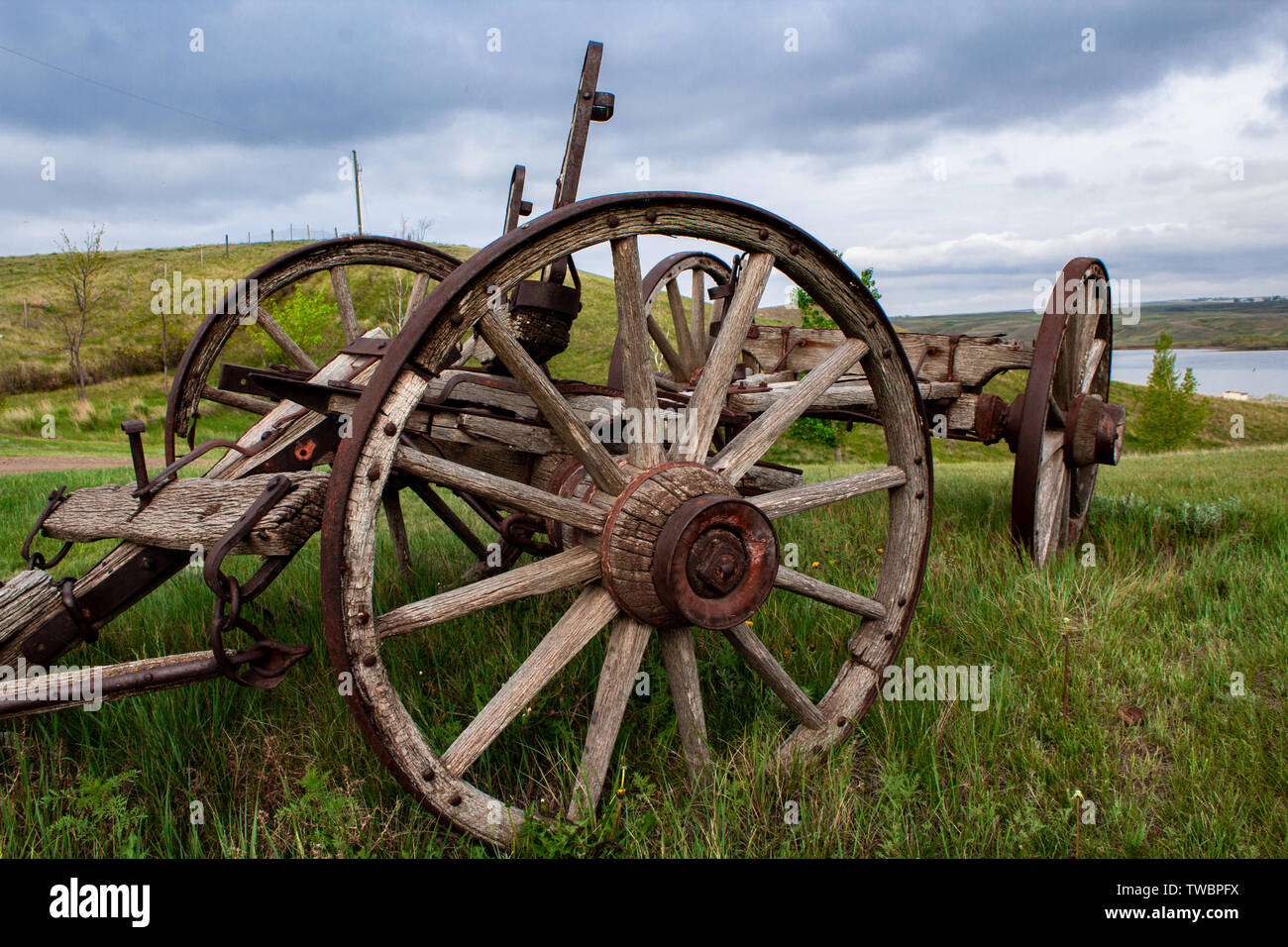 Alte Wagen auf ein Feld Stockfoto