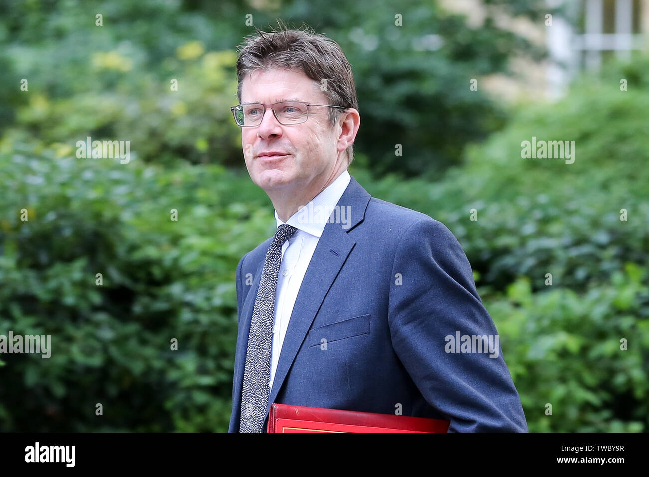 Staatssekretär für Energie und industrielle Strategie Greg Clark kommt an der Downing Street die wöchentliche Kabinettssitzung zu besuchen. Stockfoto