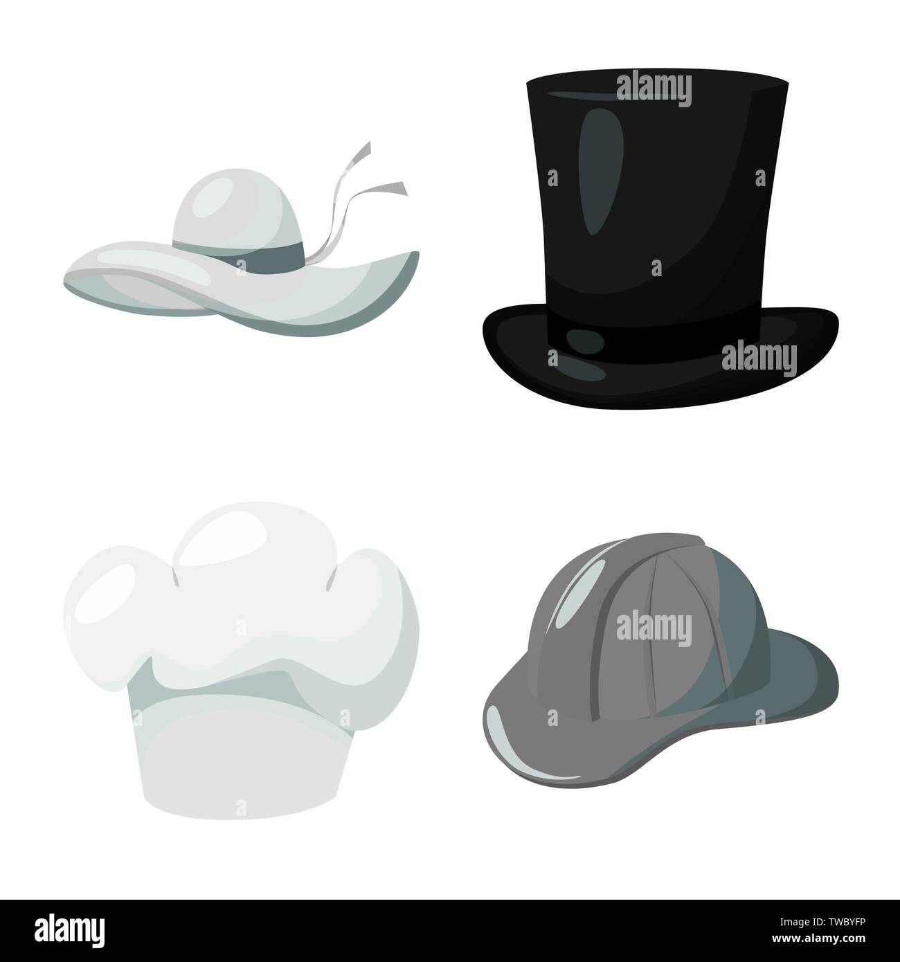 Vektor Design von Mütze und Helm Symbol. Sammlung von Hut und Beruf vektor Symbol für das Lager. Stock Vektor