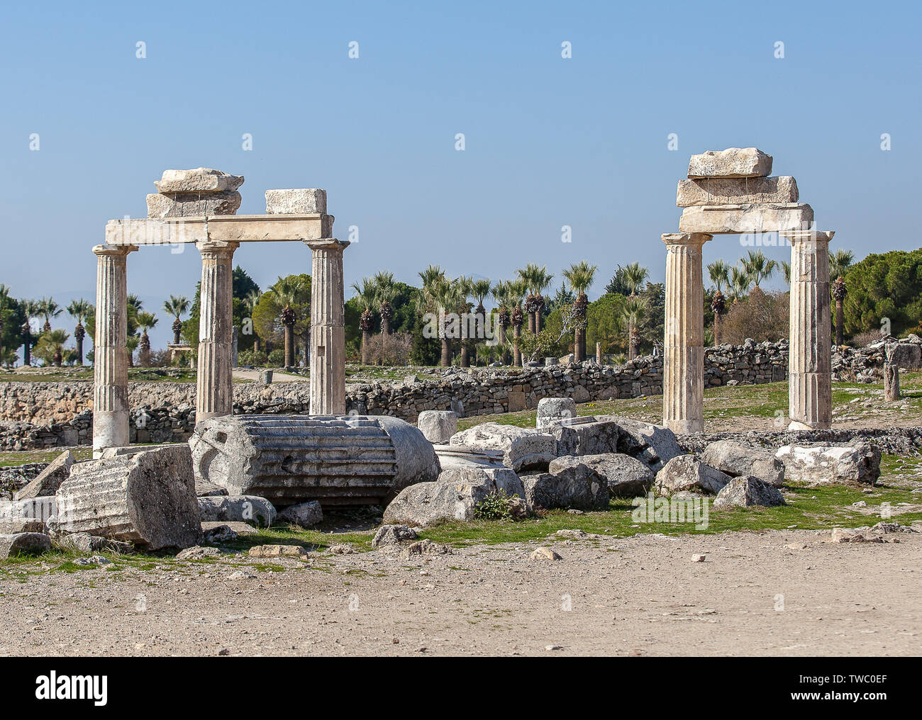 Gymnasium Ruinen von Hierapolis in der Türkei in der antiken Stadt Denizli Stadt. Stockfoto