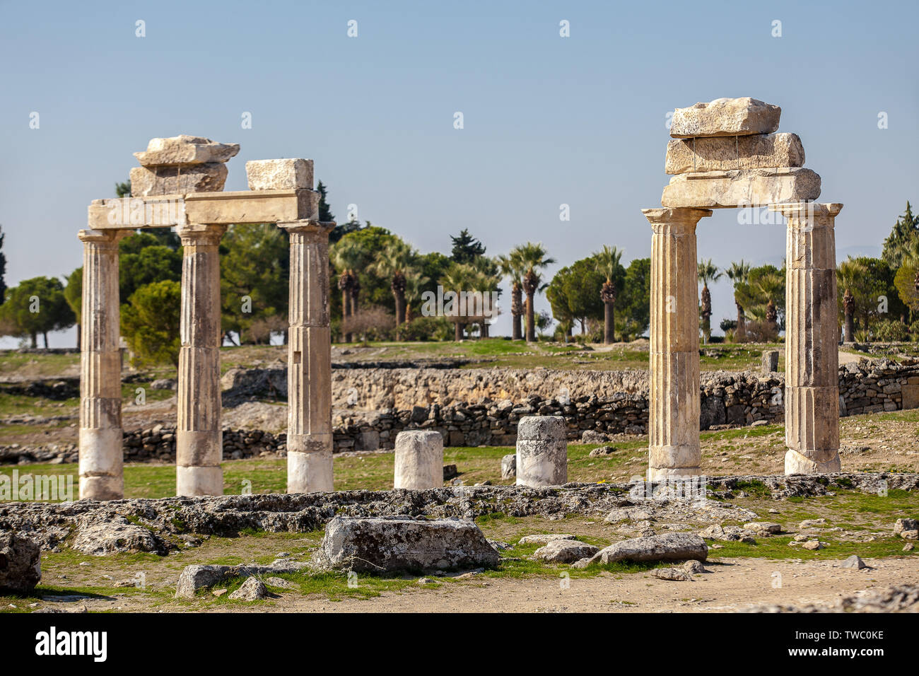 Gymnasium Ruinen von Hierapolis in der Türkei in der antiken Stadt Denizli Stadt. Stockfoto