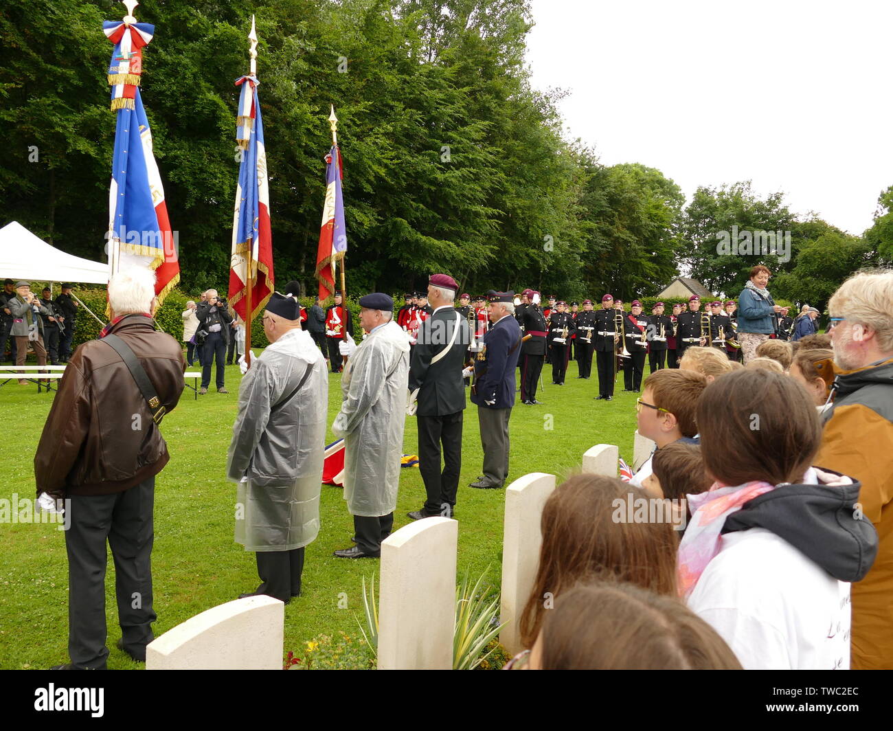 Commémoration au Cimetière militaire Britannique de Banneville la Campagne (Calvados) du Vendredi 07 Juin 2019 Stockfoto