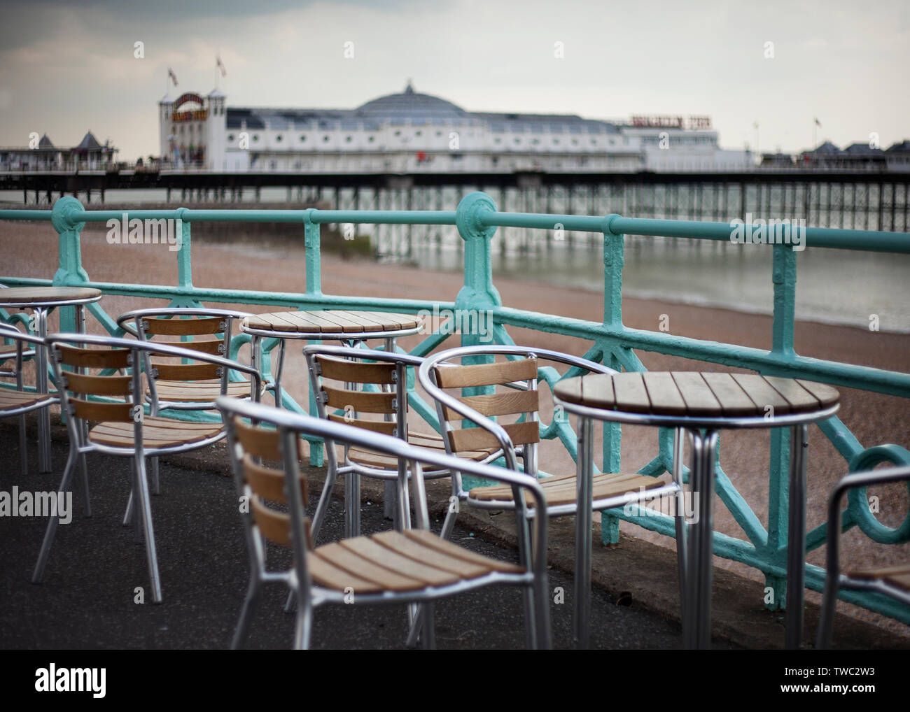 Brighton Seeseite Szene English Seaside Stockfoto