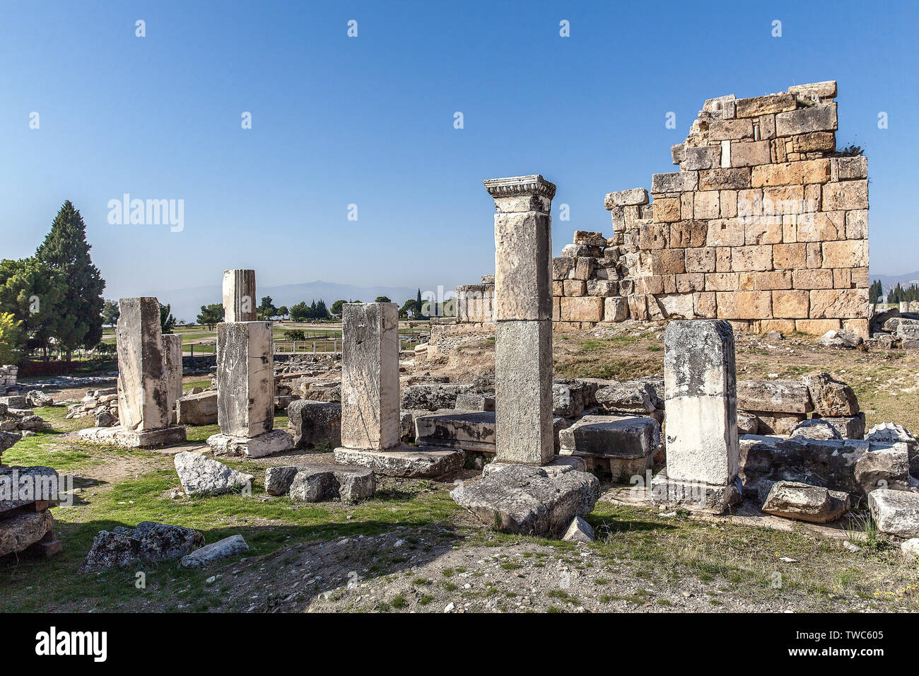 Türkei, Brunnen Ruinen der antiken Stadt Hierapolis in Denizli Stadt. Stockfoto