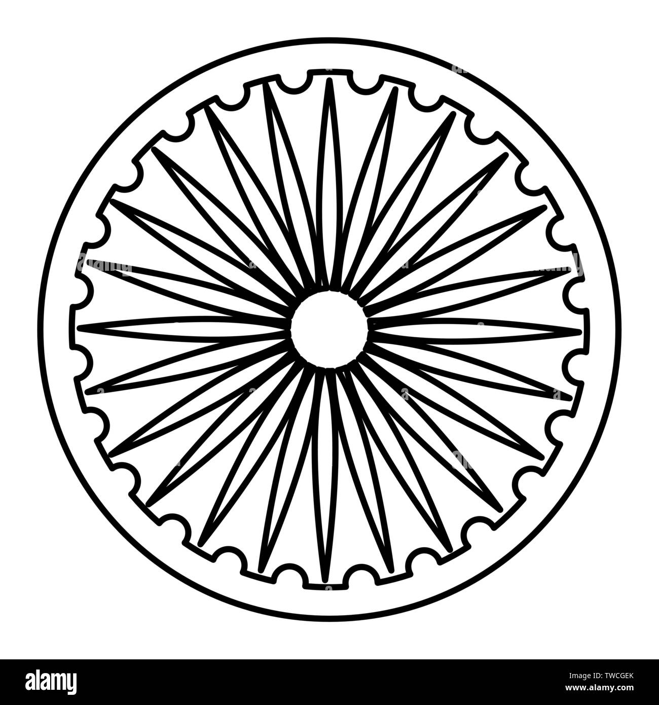 Ashoka chakra indische Emblem Symbol Stock Vektor