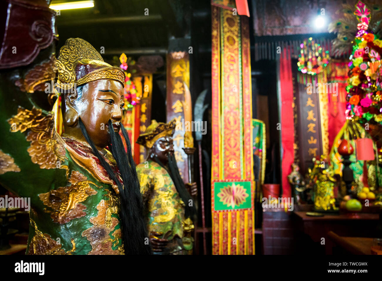 Statue am Kwan Tai O Tai Tempel in Hong Kong Stockfoto