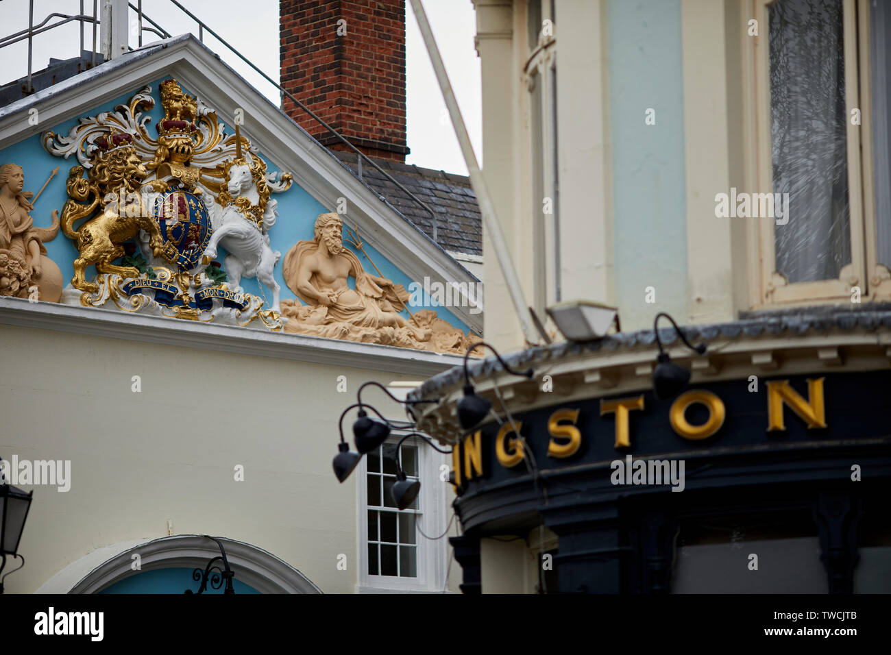 Kingston upon Hull, Kingston und Detail aus der Wappen auf Rumpf Trinity House Stockfoto