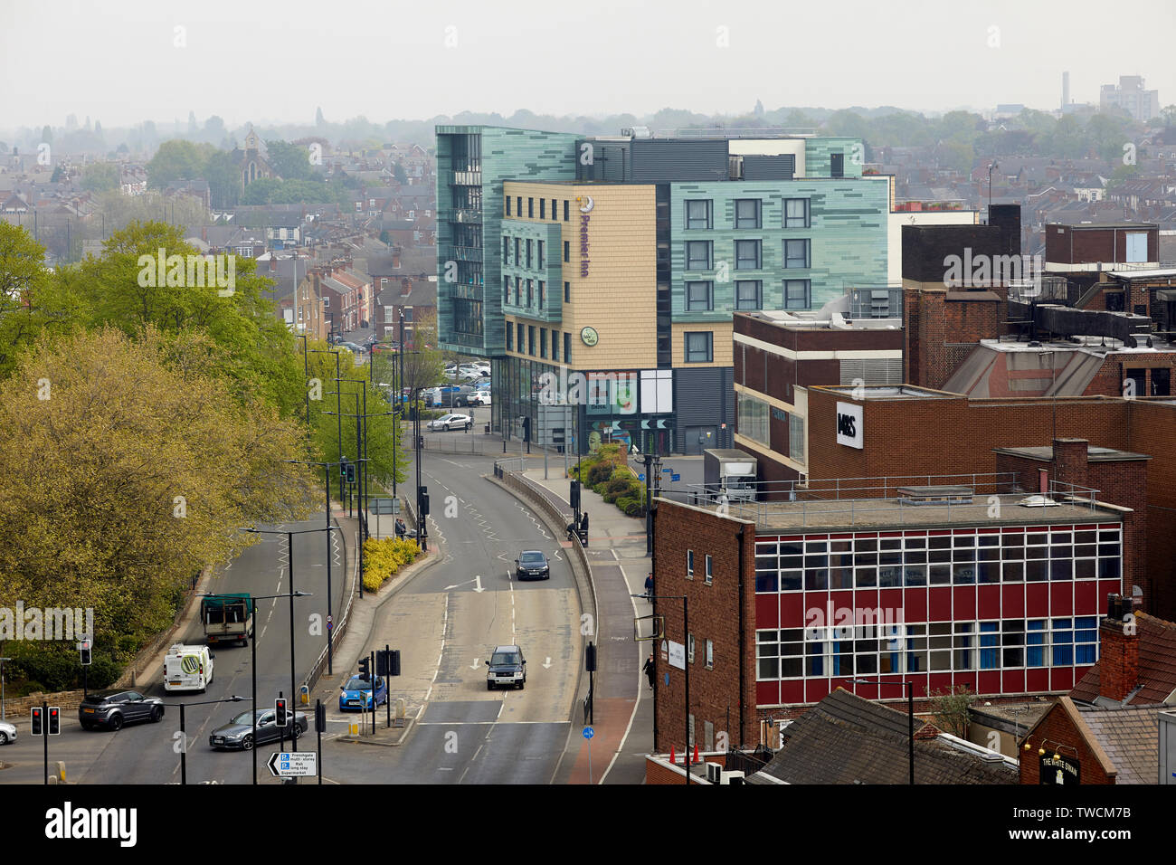 Das Stadtzentrum von Doncaster, South Yorkshire Premier Inn Hotel vor den Toren der Stadt entlang der Kirche weg A630 Stockfoto