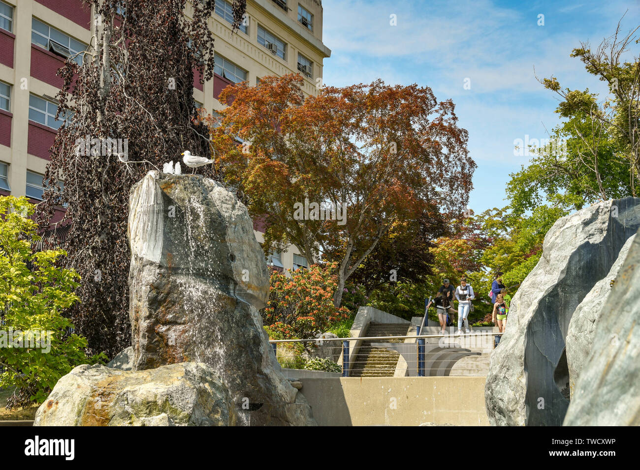 BREMERTON, Washington State, USA - JUNI 2018: angelegten Parks und Gärten im Zentrum von Bremerton, WA. Stockfoto