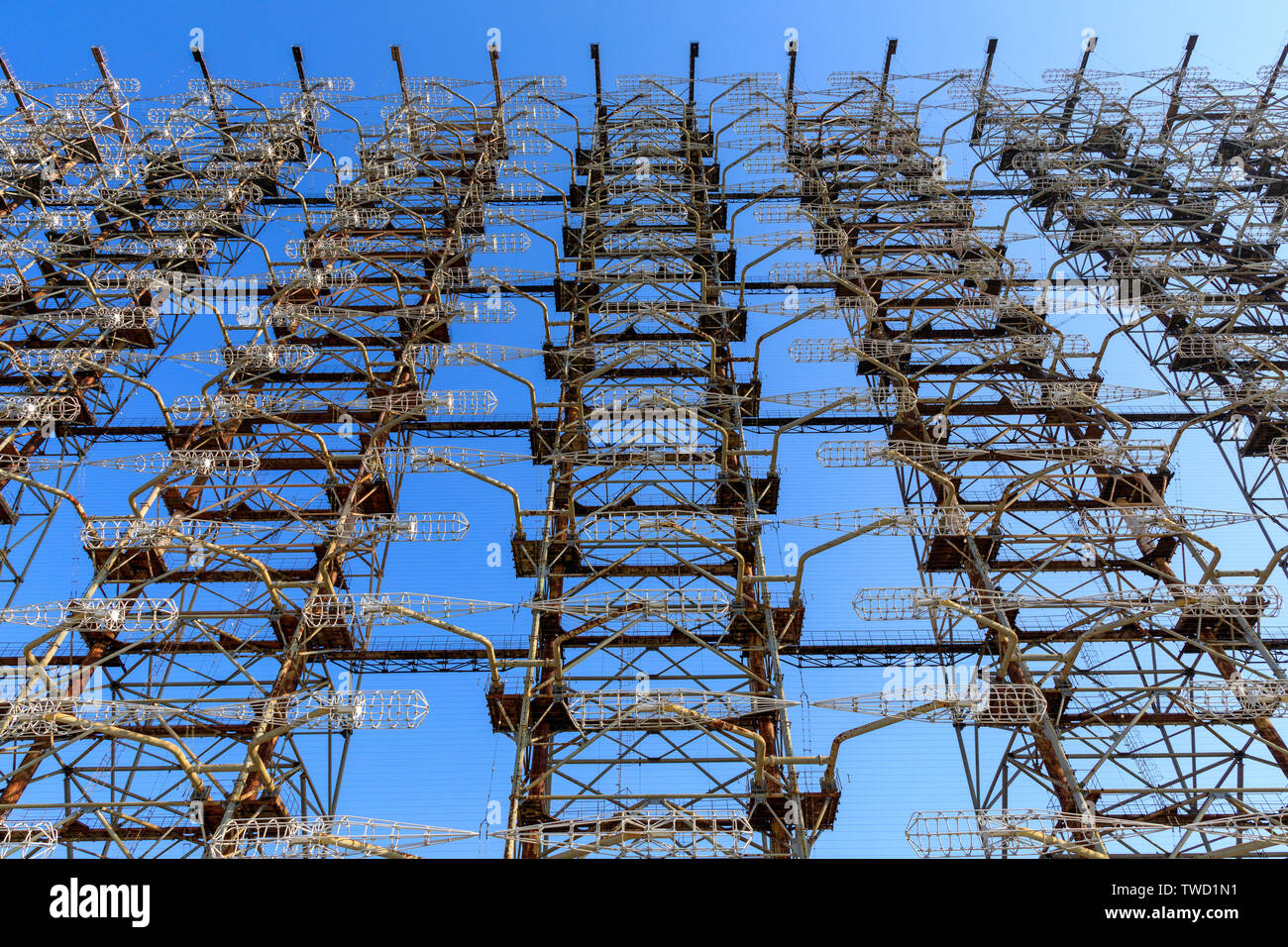 Osteuropa, Ukraine, Pripyat, Tschernobyl. Duga-1 Radar array. Stockfoto