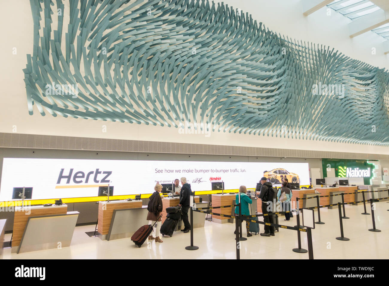 Hertz Autovermietung Empfang/Schreibtisch am Chicago O'Hare International Airport Autovermietung neu renovierten Gebäude Stockfoto