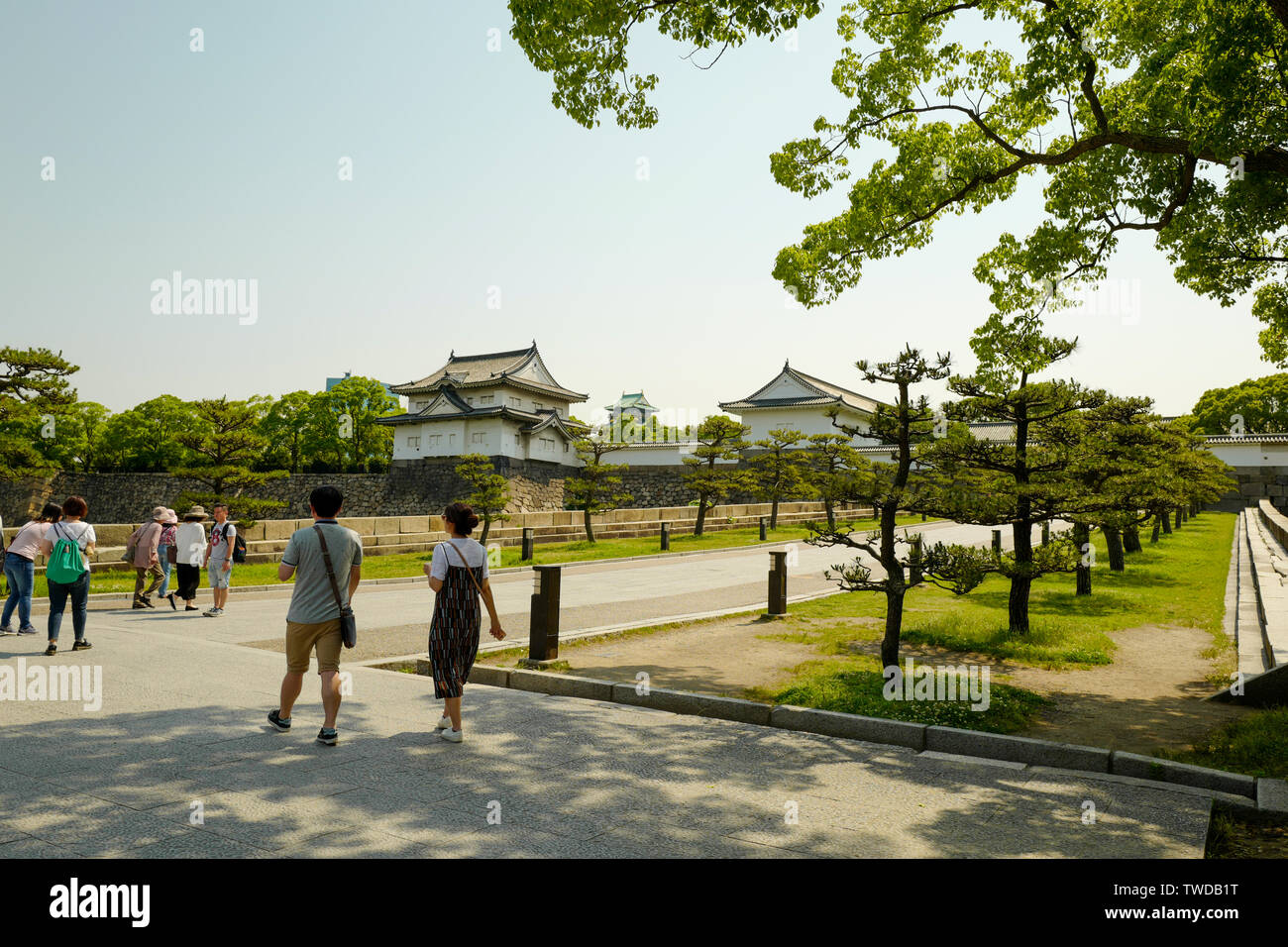 Osaka, Japan, 29., Mai, 2017. Die Osaka Castle Park. Osaka Castle ist eines der bekanntesten Wahrzeichen Japans. Stockfoto