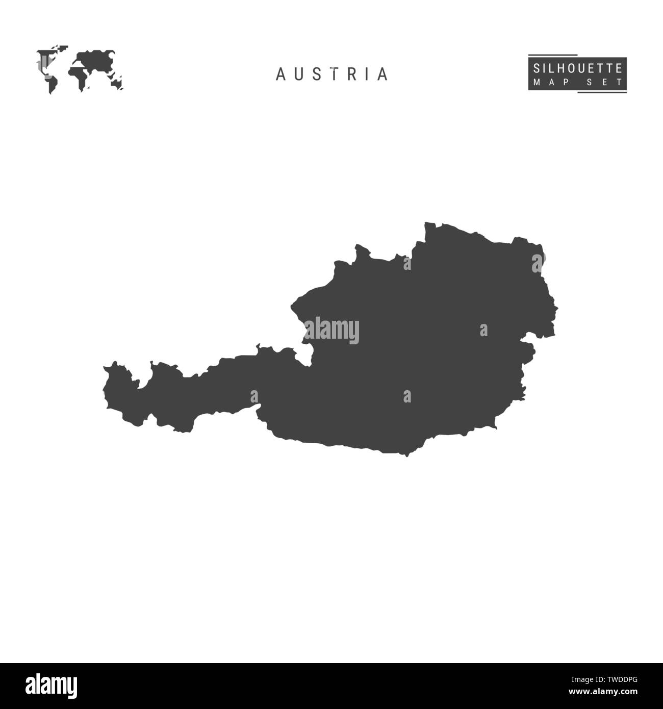Österreich leeren Vektor Karte isoliert auf weißem Hintergrund. High-Detailed schwarze Silhouette Karte von Österreich. Stock Vektor