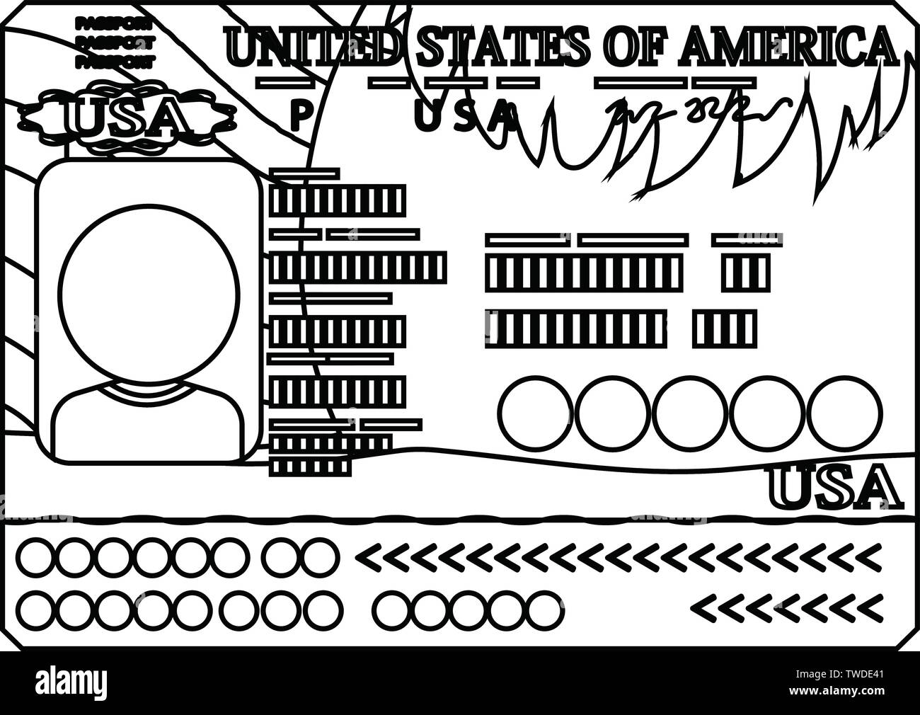 Dies ist die Abbildung eines amerikanischen Pass. Stock Vektor