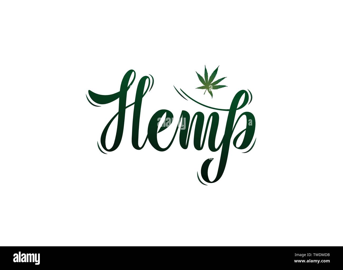 Vector Illustration für Thema Umwelt - Hanf. Schriftzug. Stock Vektor