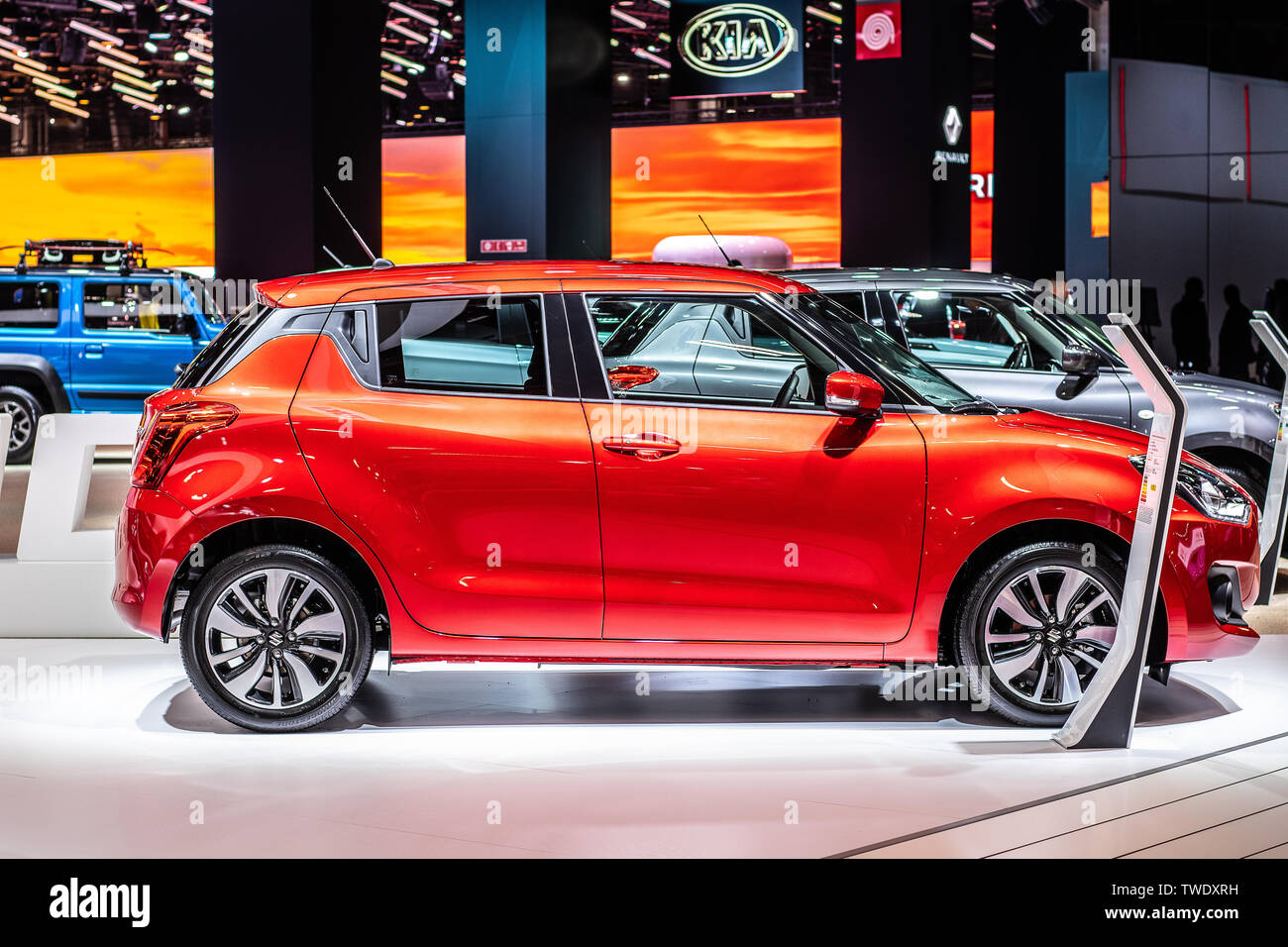 Paris, Frankreich, Oktober 02, 2018 Suzuki neuen Swift bei Mondial Paris Motor Show, 4. Gen, Kleinwagen B-Segment, den der japanische Suzuki Stockfoto