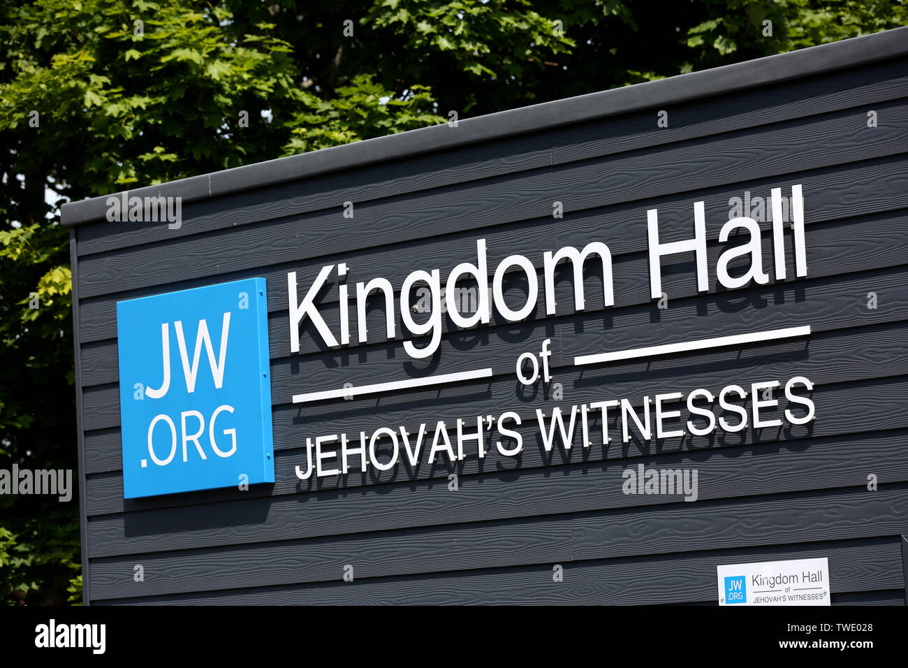 Allgemeine Ansicht der Zeugen Jehovas Gebäude in Portsmouth, Hampshire, UK. Stockfoto